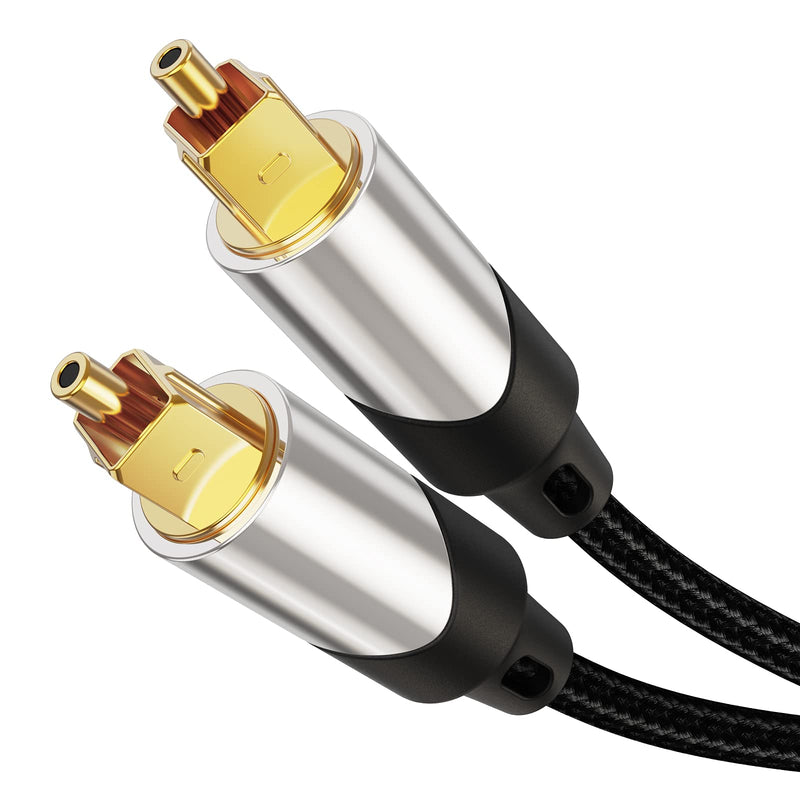  [AUSTRALIA] - Digital Optical Audio Cable,CableCreation 15FT Toslink Male SPDIF Cable with Nylon Braided Fiber Optic Cord for Home Theater, Sound Bar, TV, PS4, Xbox, VD/CD & More.Black & Sliver 15Feet Black & Silver