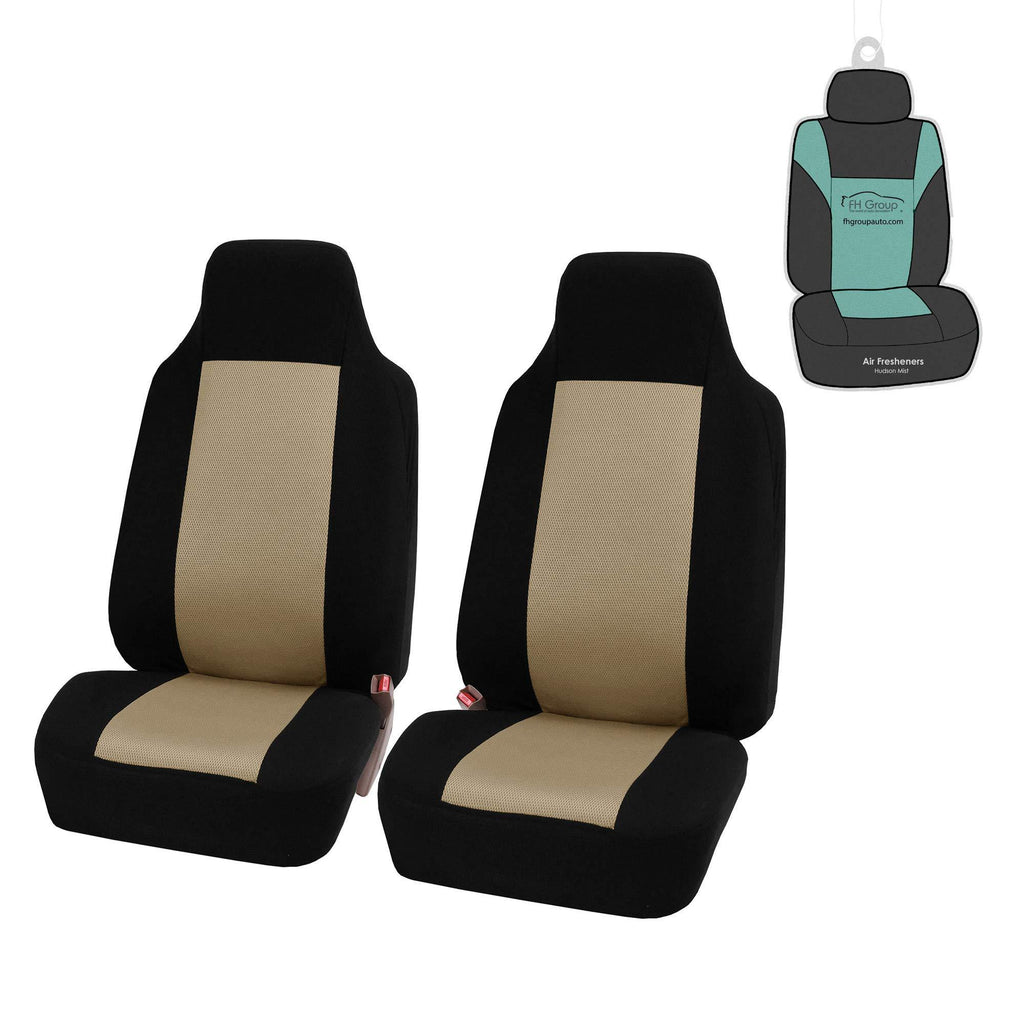  [AUSTRALIA] - FH Group FB102102 Classic Cloth Seat Covers (Beige) Front Set with Gift – Universal Fit for Cars Trucks & SUVs