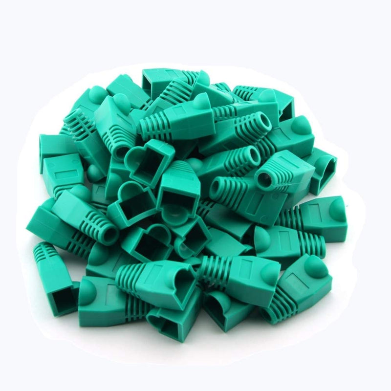  [AUSTRALIA] - RilexAwhile 100 Pcs Green Soft Plastic CAT5E CAT6 Ethernet RJ45 Cable Cap Connector Boots Plug Cover Strain Relief Boots (Green)