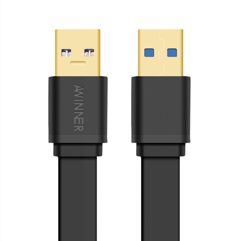 AWINNER Gold Plated Super Speed USB 3.0 A Male to A Male Cable- (1M,Flat) 1M,Flat - LeoForward Australia