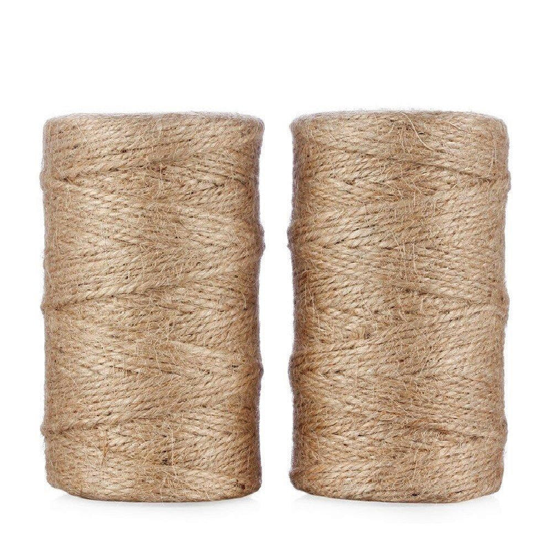  [AUSTRALIA] - Jute Twine 656 Feet 3Ply Natural Arts Crafts Jute Rope Durable Packing String for Gardening Applications(2pcs x 328feet) 2 PCS
