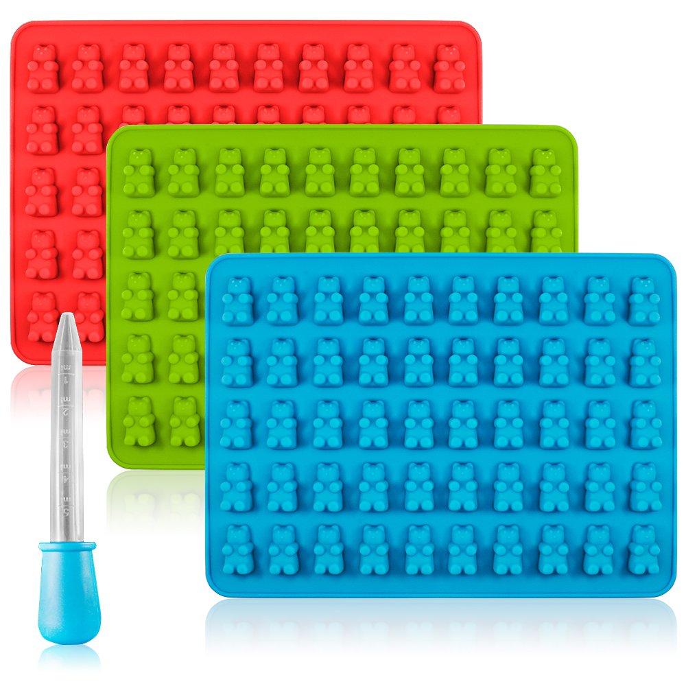  [AUSTRALIA] - Candy Silicone Molds & Ice Cube Trays, SENHAI 3 Pack Gumdrop Jelly Molds, Chocolate Molds, Soap Molds - Bear
