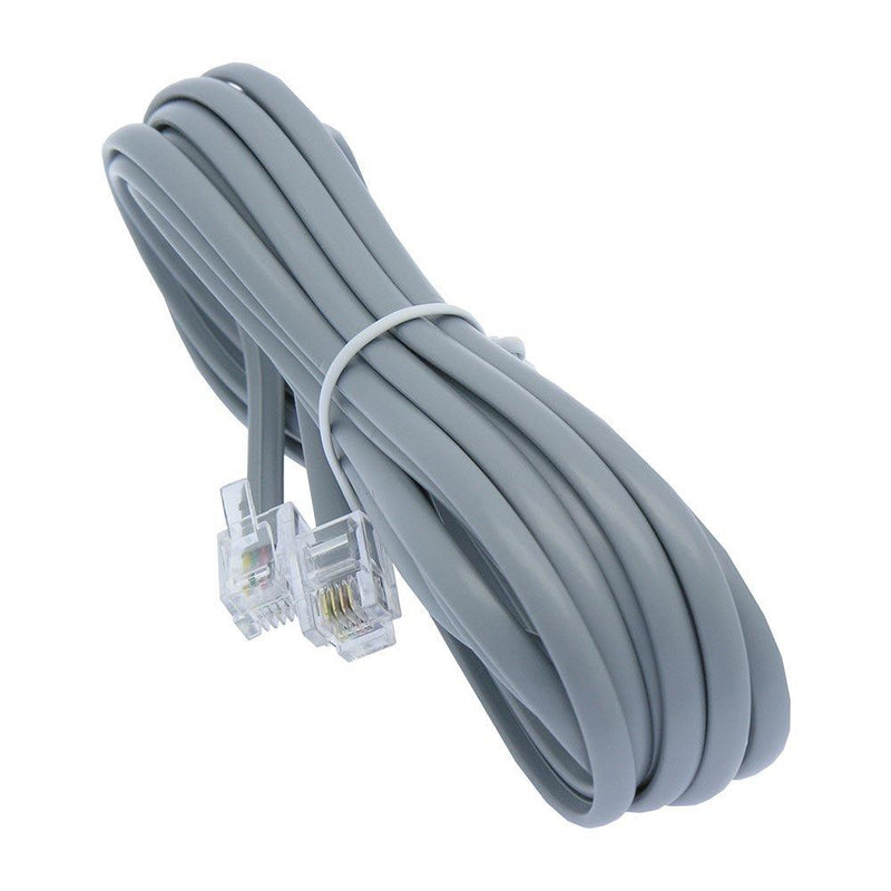  [AUSTRALIA] - 25ft Heavy Duty RJ11 / RJ14 Silver Satin 4 Conductor Reverse Wired Telephone Line Cord by Corpco