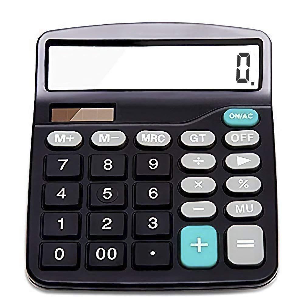 [AUSTRALIA] - Everplus Calculator, Everplus Electronic Desktop Calculator with 12 Digit Large Display, Solar Battery LCD Display Office Calculator,Black Black