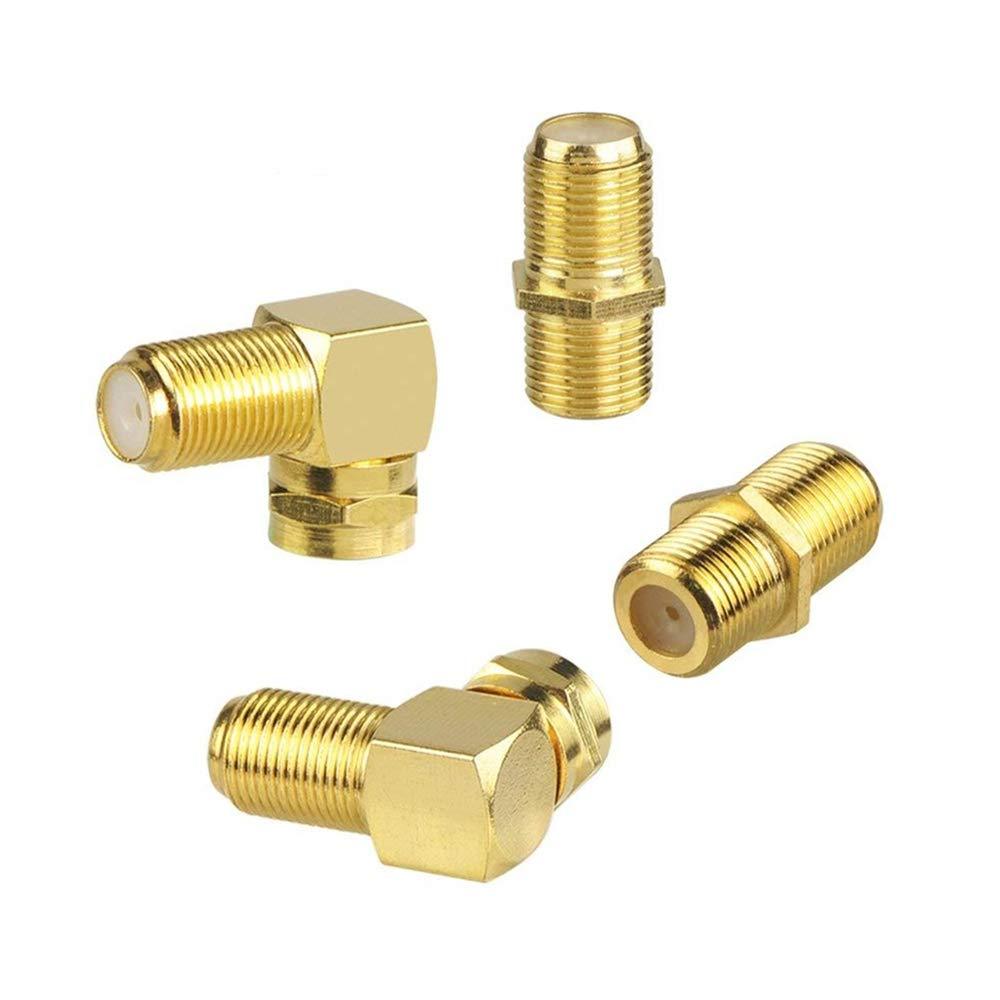 VCE 4-Pack Gold Plated F-Type Coaxial RG6 Connector & Right Angle F-Type Coaxial RG6 Adapter Cable Extension Adapter Connects Two Coaxial Video Cables - LeoForward Australia