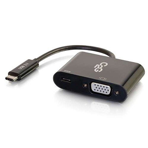  [AUSTRALIA] - C2G USB Adapter, Video Adapter with Power, USB C to VGA, Black, Cables to Go 29533 USB C To VGA Black