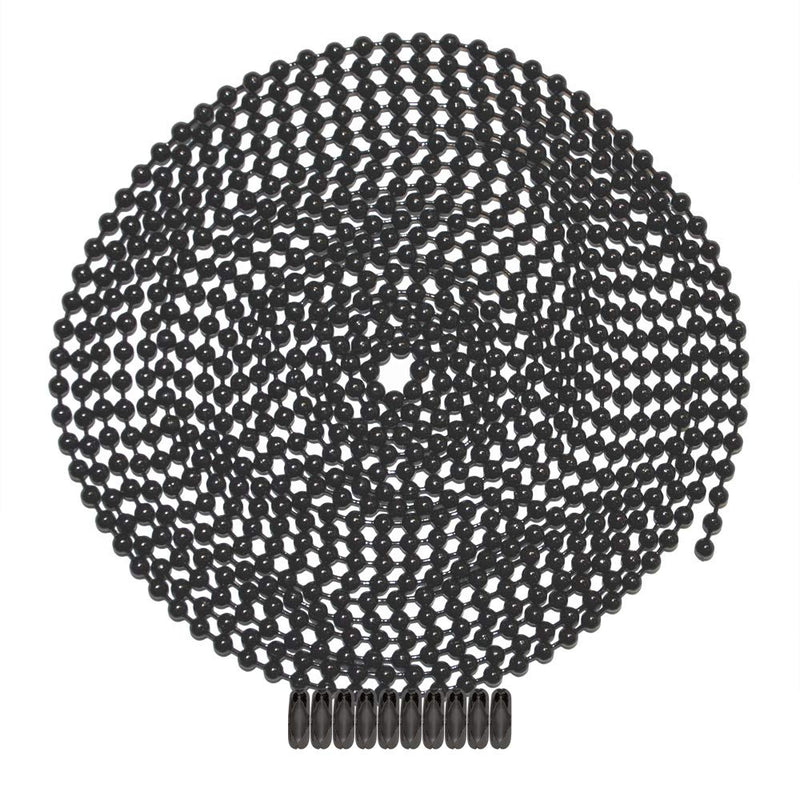  [AUSTRALIA] - 10 Foot Length Ball Chain, Number 6 Size, Black Coated, 10 Matching Connectors