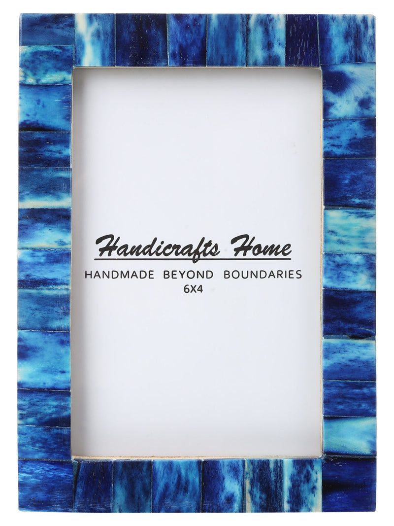  [AUSTRALIA] - New Real Handmade Black White Bone Photo Picture Vintage Imported Chic Frame Made to Display Pictures 4x6, Blue