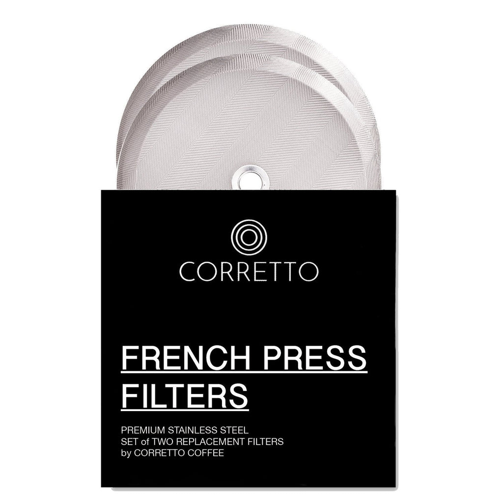 2 Universal French Press Replacement Filters for 8 Cup 34 OZ by Corretto Coffee - 2 Fine-Weave Stainless Steel Screen for Bodum, Kona and Most 8-Cup French Press - 4 Inches Wide - Espresso, Tea - LeoForward Australia