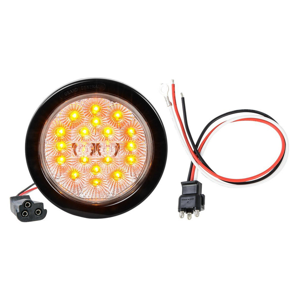 [AUSTRALIA] - GG Grand General 77081BP Spyder 4" Round LED Park/Turn/Clearance Includes Light, Grommet & Pigtail for Trucks, Trailers, Rs, Utility Vehicles Amber/Clear