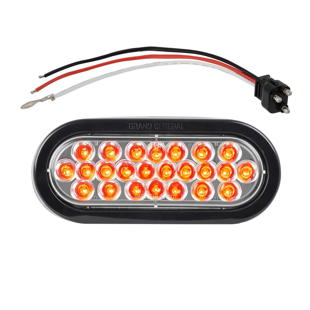  [AUSTRALIA] - GG Grand General 78224BP Pearl 6” Oval LED Stop/Turn/Tail Includes Light, Grommet and Pigtail for Trucks, Trailers, RV, Buses, Utility Vehicles Red/Clear