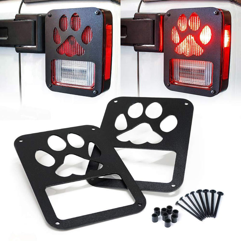  [AUSTRALIA] - Xprite Tail Light Cover Guard" Dog Paw" for 2007-2018 Jeep Wrangler JK Unlimited Taillights- Pair