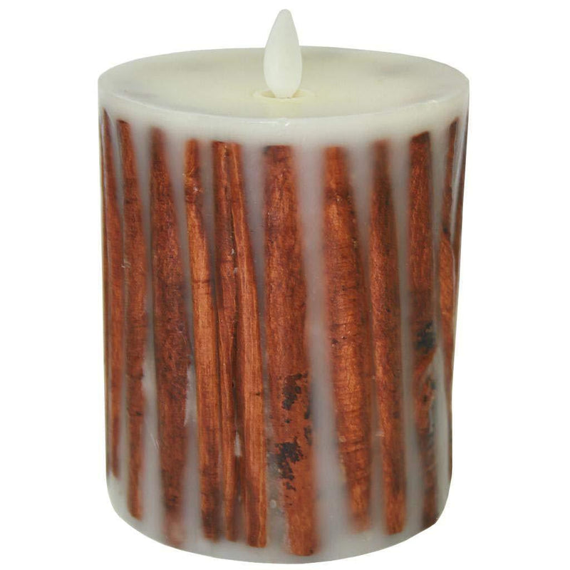 Raz Imports 3.5"X5" Moving Flame Cinnamon Stick Pillar Candle - Flameless Lighting Accent and Battery Operated Flickering Light Source with Timer - Fake Candles for Living Room, Patio and Bedroom - LeoForward Australia