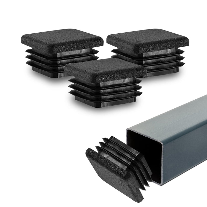  [AUSTRALIA] - Prescott Plastics 2" (50.8 mm) Square Plastic Hole Plugs, 2x2 Square Tubing Inserts, Black End Caps for Metal Tubing, Fences, Glide Protection from Chair Legs and Furniture (4 Pack) 4 Pack