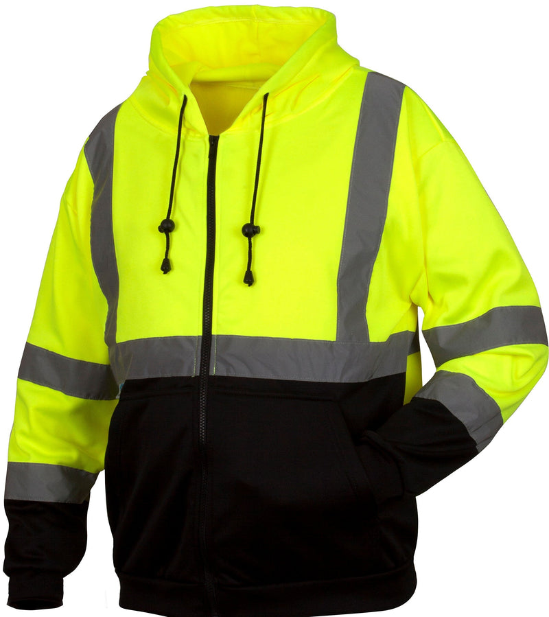 [AUSTRALIA] - Pyramex RSZH3210L RSZH32 Series Sweatshirts Hi-Vis Lime Zipper Sweatshirt with Black Bottom - Size Large, Green