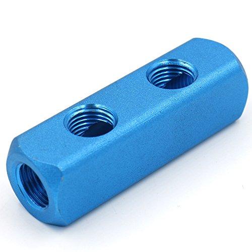  [AUSTRALIA] - Baomain Manifold Block Pneumatic 2 Way 5 Port 1/4" PT Threaded Ports Quick Connect Air Hose Inline