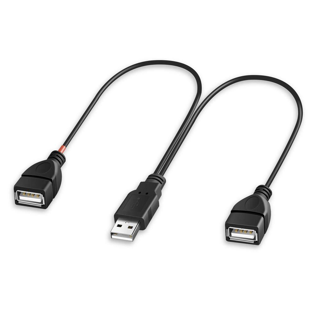  [AUSTRALIA] - Onvian USB Splitter Cable Male to 2 Female Adapter USB A Cord 2 Port Hub for Data Charging Syncing (Only one Port for Data)