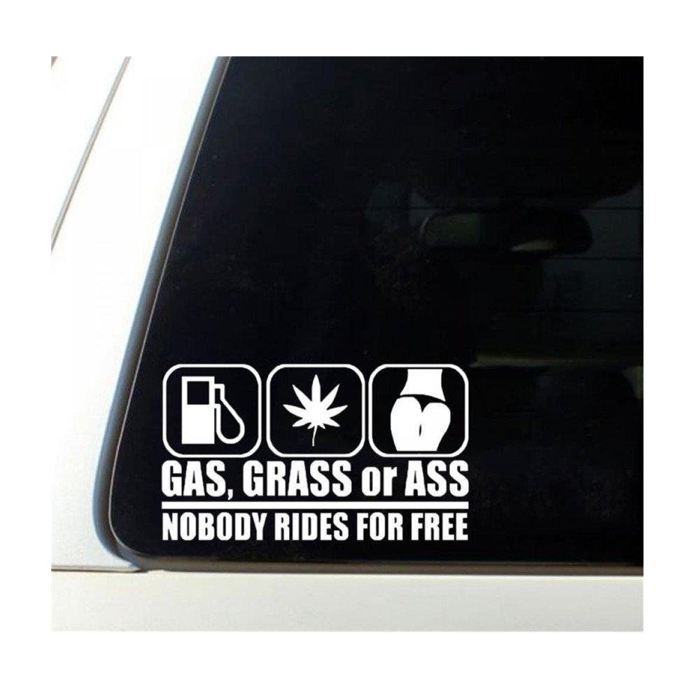  [AUSTRALIA] - OKDEALS Gas Grass Or Ass Nobody Rides For Free Car Truck Window Vinyl Decal Sticker (pack of 2)