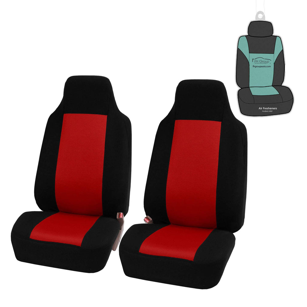  [AUSTRALIA] - FH Group FB102114 Classic Cloth Seat Covers (Red) Front Set with Gift – Universal Fit for Cars Trucks & SUVs