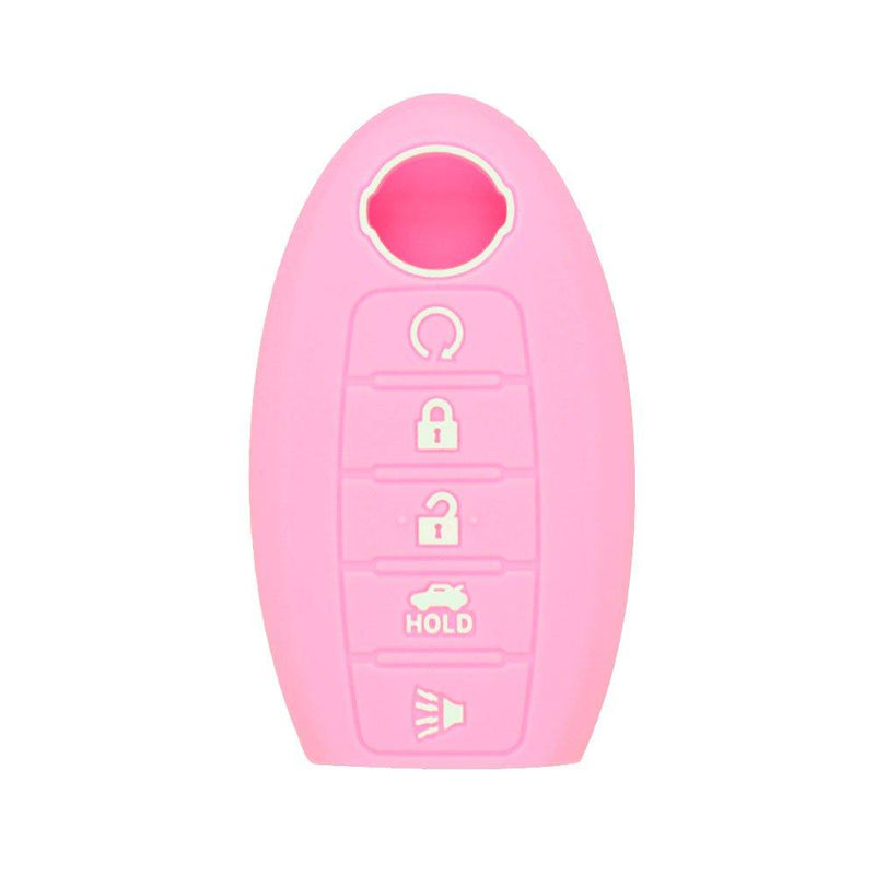  [AUSTRALIA] - DSP Silicone Cover Protector Case Skin Jacket fit for NISSAN 5 Button Smart Remote Key Fob CV2502 Pink