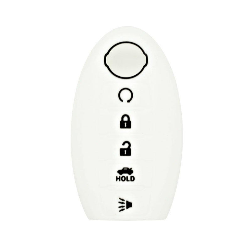  [AUSTRALIA] - DSP Silicone Cover Protector Case Skin Jacket fit for NISSAN 5 Button Smart Remote Key Fob CV2502 White