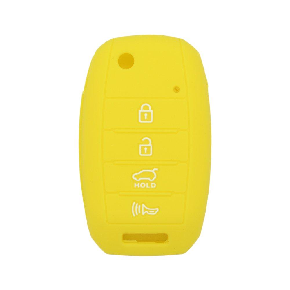  [AUSTRALIA] - SEGADEN Silicone Cover Protector Case Skin Jacket fit for KIA 4 Button Flip Remote Key Fob CV2154 Yellow