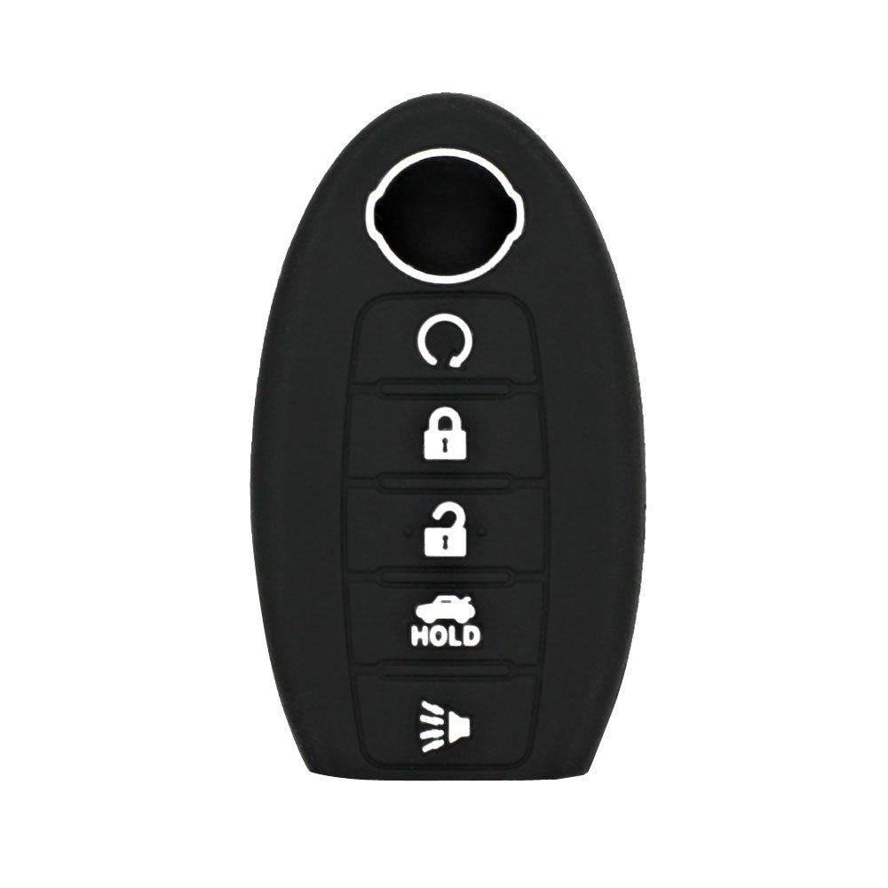  [AUSTRALIA] - DSP Silicone Cover Protector Case Skin Jacket fit for NISSAN 5 Button Smart Remote Key Fob CV2502 Black
