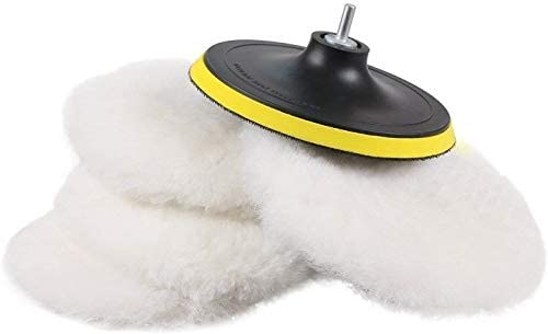  [AUSTRALIA] - Wool Polishing Buffing Pad, SPTA 6 Pcs 6 Inch 150mm Polishing Buffing Wheel for Drill Buffer Attachment with 5/8"-11 Drill Adapter Compound Cutting & Polishing for Car Polisher