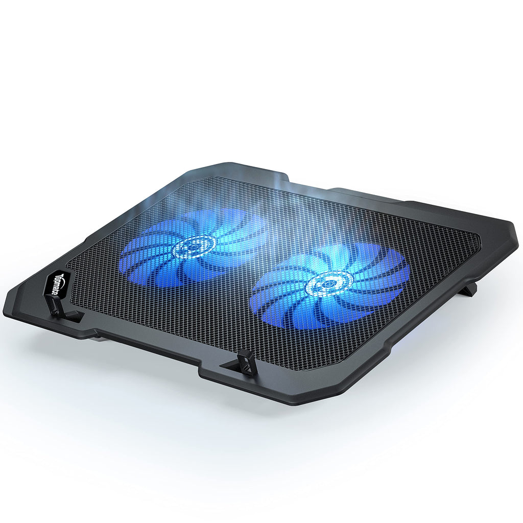 TopMate C302 Laptop Cooling Pad Ultra Slim Notebook Cooler, Laptop Fan Cooling Stand with 2 Quiet Big Fans Blue LED Light, Chill Mat with Built-in USB Cable Plug and Play, for 10-15.6 Inch Laptops Black - LeoForward Australia