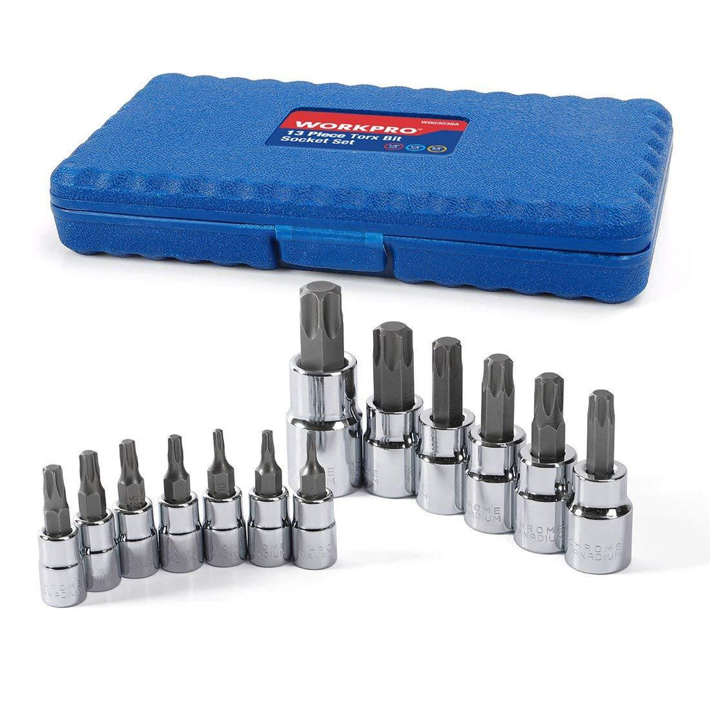  [AUSTRALIA] - WORKPRO 13-piece Torx Bit Socket Set T8-T60, S2 Steel(For Hand Use Only)