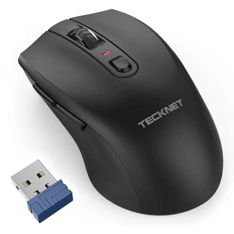 TECKNET Wireless Mouse, Ergonomic 2.4G Wireless Optical Mobile Mouse 4800 DPI with USB Nano Receiver for Laptop, PC, Chromebook, Computer Windows, Android Laptop, Computer, Tablet, Smart Phone black - LeoForward Australia