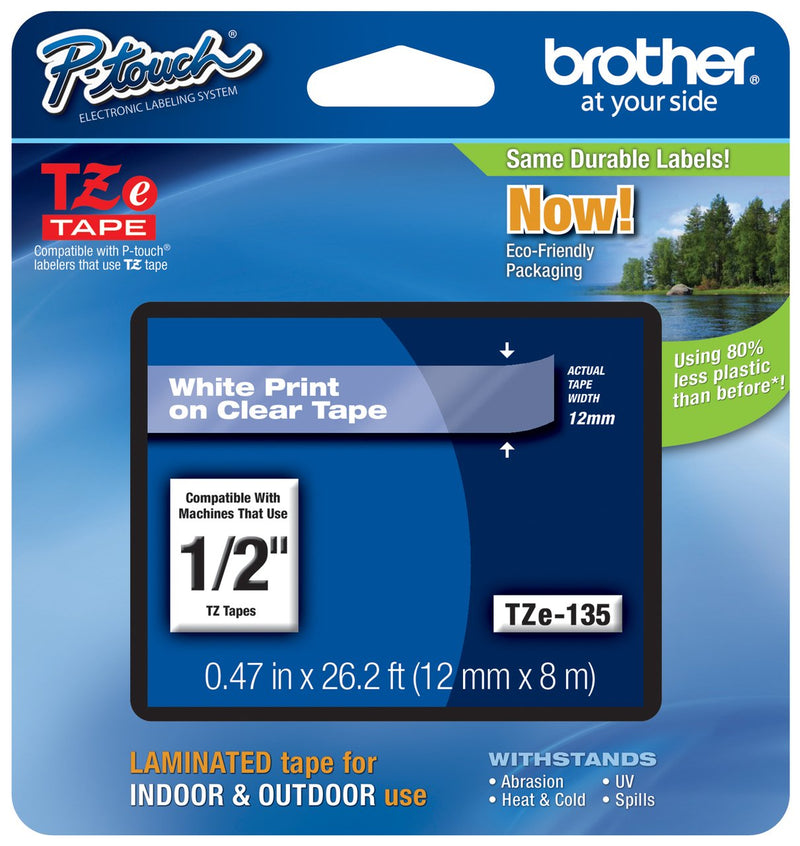  [AUSTRALIA] - 2/Pack Genuine Brother 1/2" (12mm) White on Clear TZe P-Touch Tape for Brother PT-1830, PT1830 Label Maker
