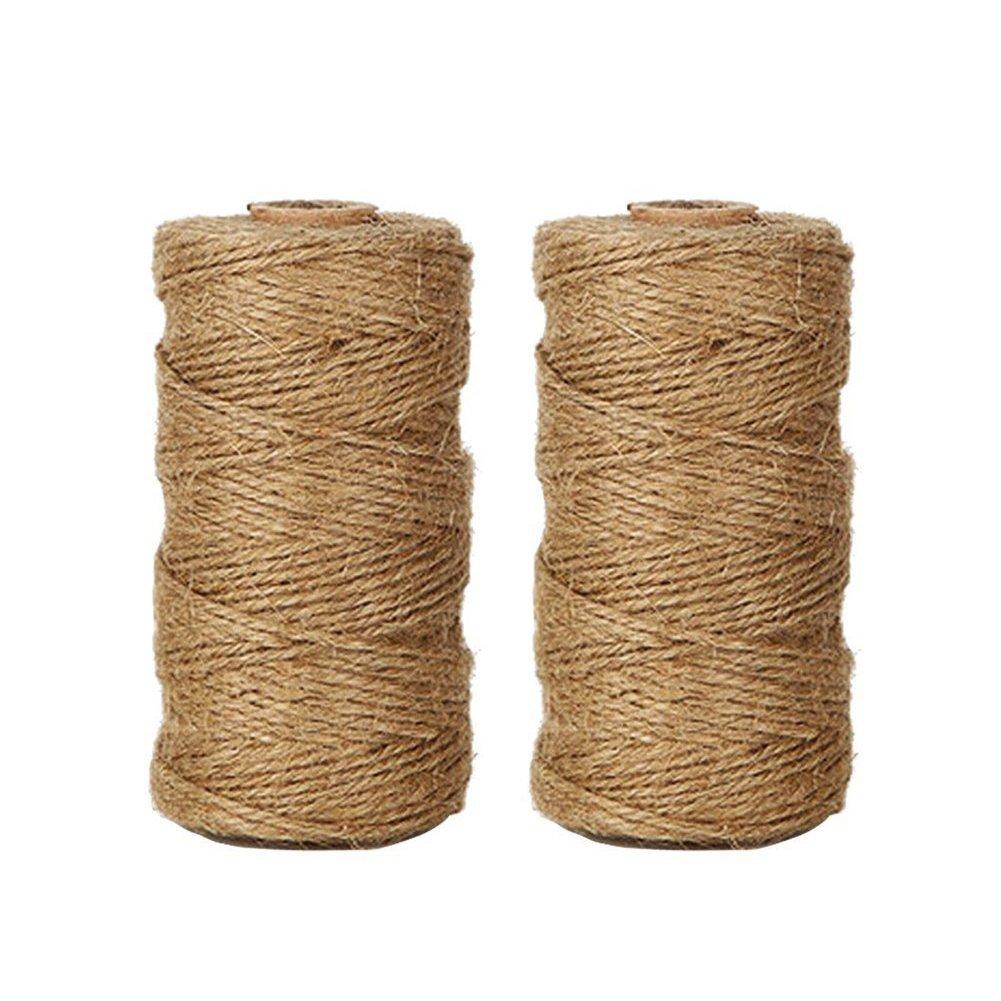  [AUSTRALIA] - Tenn Well Natural Jute Twine, 656 Feet 2Ply Brown Twine String for Crafts, Gift Wrapping, Packing, Gardening and Wedding Decoration (2PCS X 328 Feet) 2PCS/656Feet(328FT/PC)