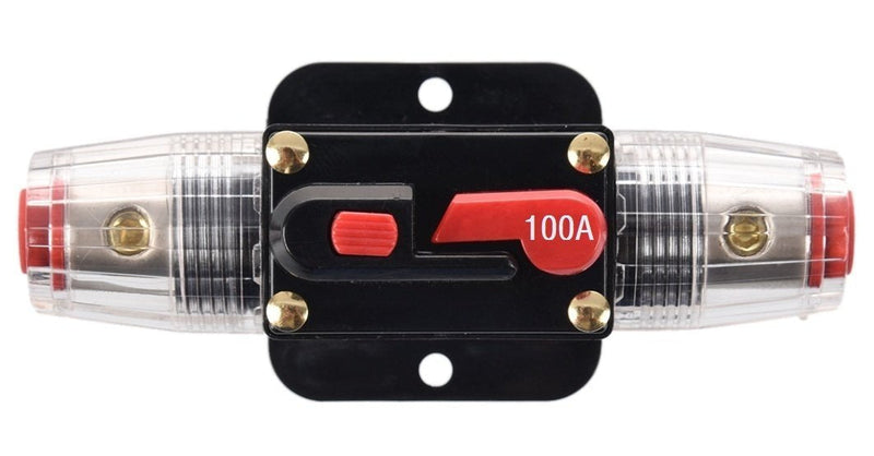  [AUSTRALIA] - ANJOSHI 100A Auto Car Protection Stereo Switch Fuse Holders Inline Circuit Breaker Reset Fuse Inverter for Car Audio System Protection 12V-24V DC
