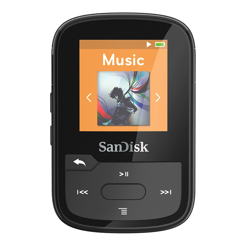 SanDisk 16GB Clip Sport Plus MP3 Player, Black - Bluetooth, LCD Screen, FM Radio - SDMX28-016G-G46K - LeoForward Australia