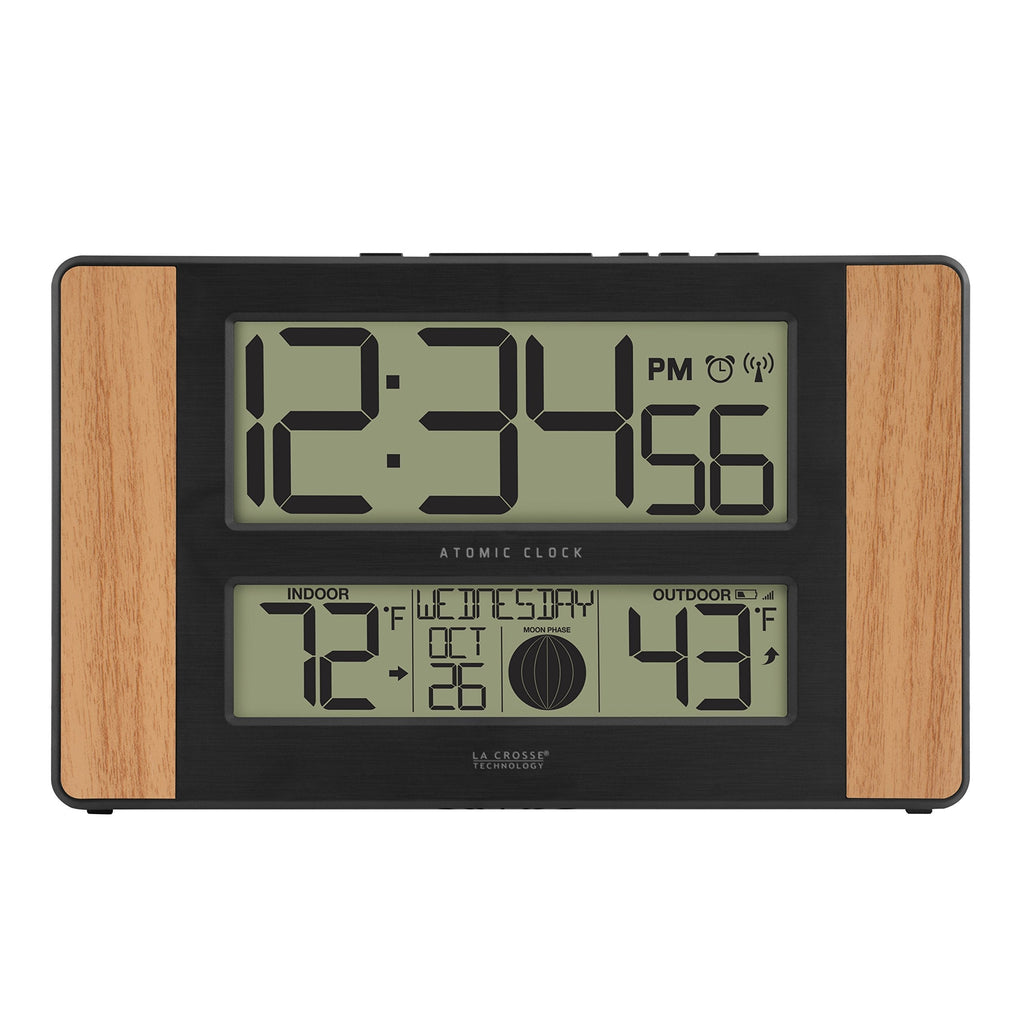  [AUSTRALIA] - La Crosse Technology 513-1417 Atomic Digital Clock with Outdoor Temperature, Oak, 0