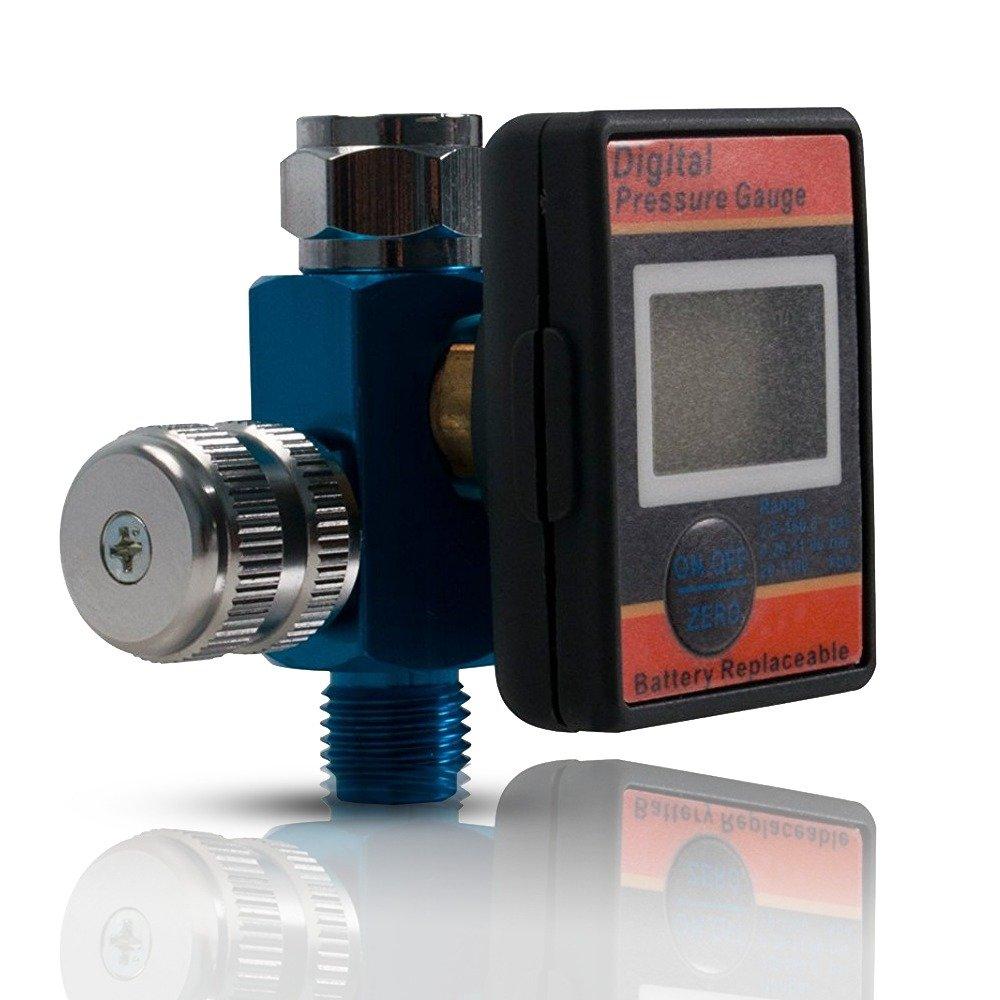  [AUSTRALIA] - Air Flow Regulator with Digital Pressure Gauge. Air Adjusting Valve 1/4 inch Universal Thread Male Inlet Fitting, Air Compressor/Line Accessories by Lematec