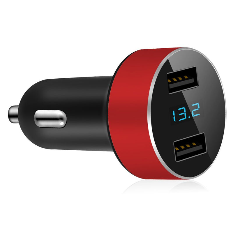 Dual USB Car Charger,4.8A Output,Cigarette Lighter Voltage Meter Compatible with Apple iPhone,iPad,Samsung Galaxy,LG,Google Nexus,USB Charging Devices,Red - LeoForward Australia