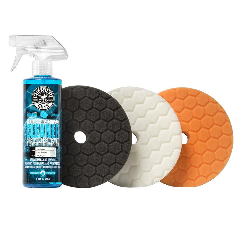  [AUSTRALIA] - Chemical Guys BUFX703 Hex-Logic Quantum Buffing Pad Sampler Kit, 16 fl. oz (4 Items) (6.5 Inch Fits 6 Inch Backing Plate) 6.5 inches