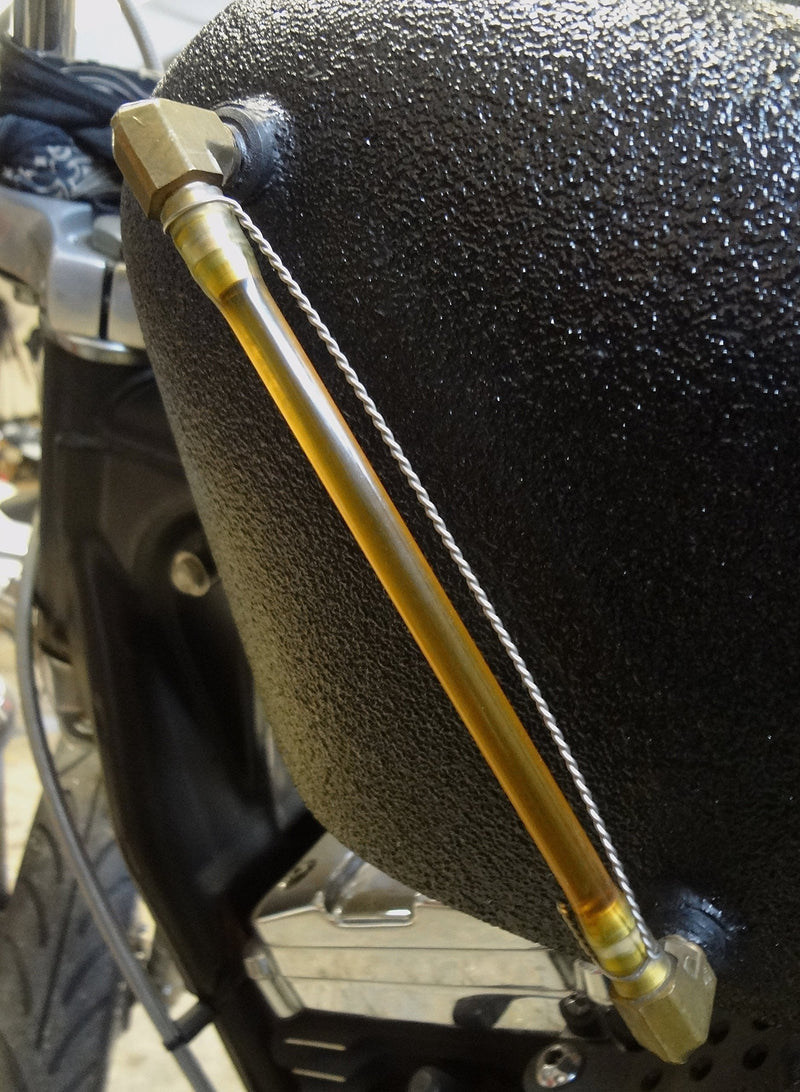 Motorcycle GAS TANK Fuel Gauge Gage - Yellow Tygon Hose Style External Fuel Gauge - Steel Bung - Chopper Bobber Cafe Racer Harley (YEL/STL) - LeoForward Australia