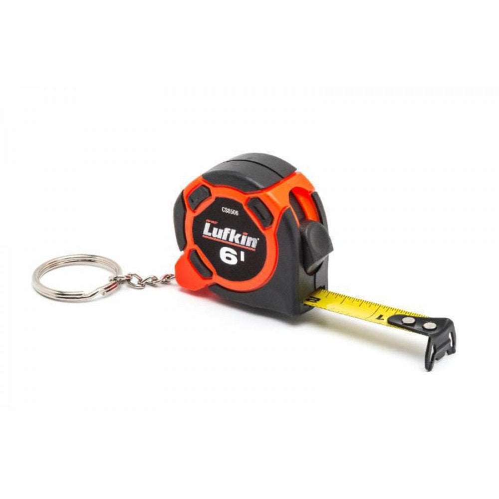  [AUSTRALIA] - Crescent Lufkin 1/2" x 6' Mini Hi-Viz® Orange Yellow Clad Keychain Tape Measure - Counter Display - CS8506