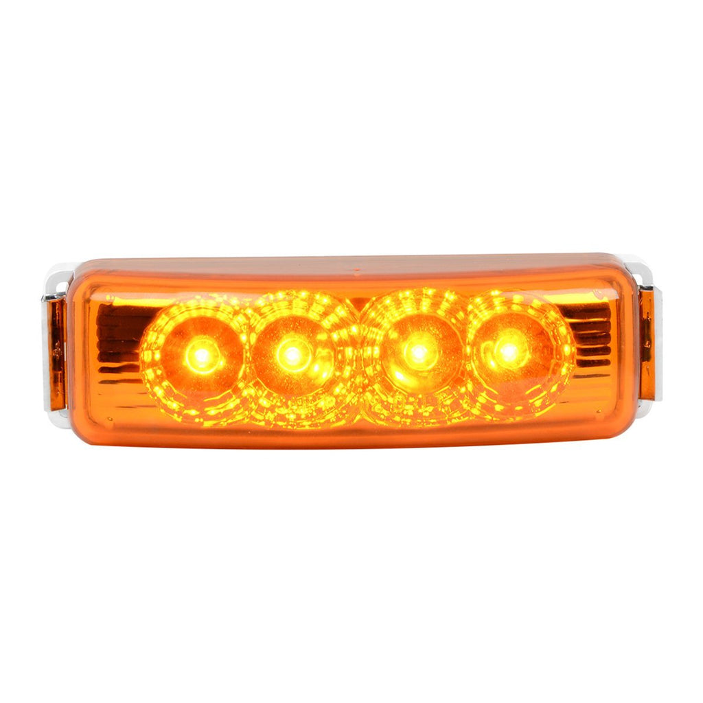  [AUSTRALIA] - GG Grand General 77860 Amber/Amber Rectangular Marker Clearance LED Light w/Cr.Plastic Rim