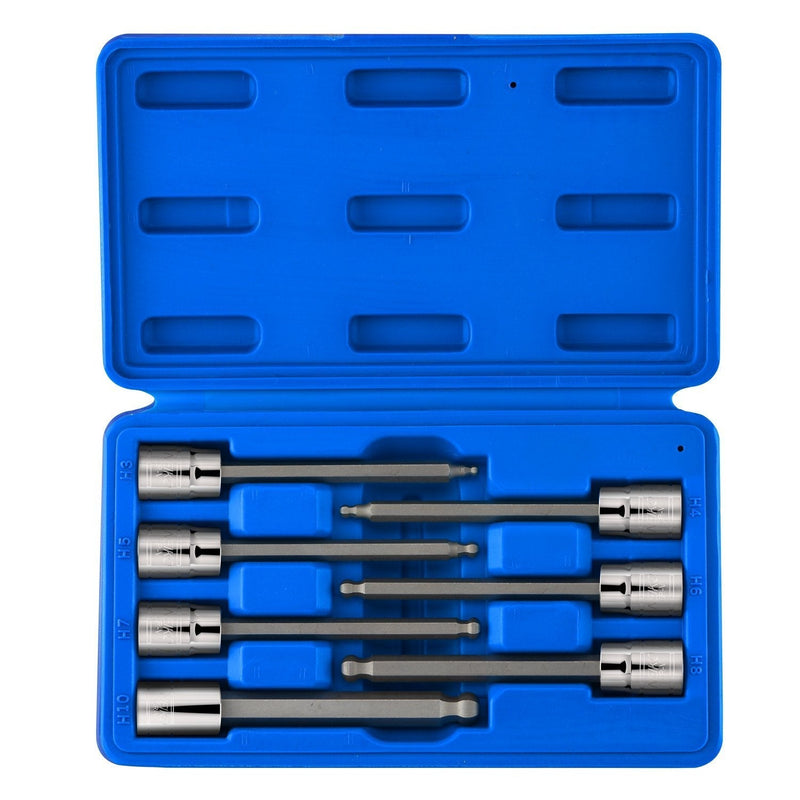  [AUSTRALIA] - Neiko 10243A 3/8” Drive Extra Long Ball End Hex Bit Socket Set, Metric, 3mm to 10mm | 7-Piece Set, S2 and Cr-V Steel, 4-1/4 Inch Length