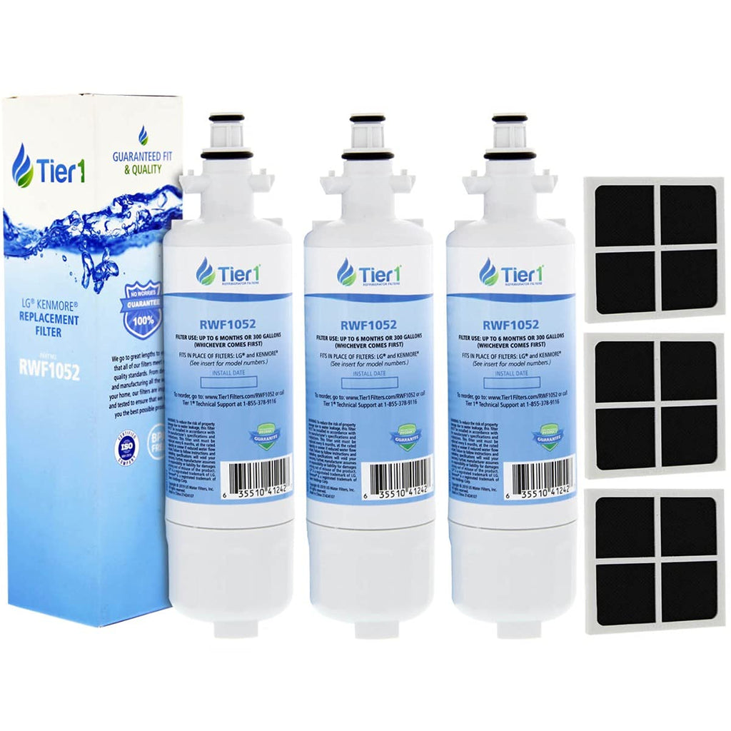 Tier1 Refrigerator Water & Air Filter Combo Replacement for LG LT700P ADQ36006101, ADQ36006102, Kenmore 46-9690, LT120F - with Activated Carbon Media to Reduce Chlorine Taste and Odor - 3 Pack - LeoForward Australia