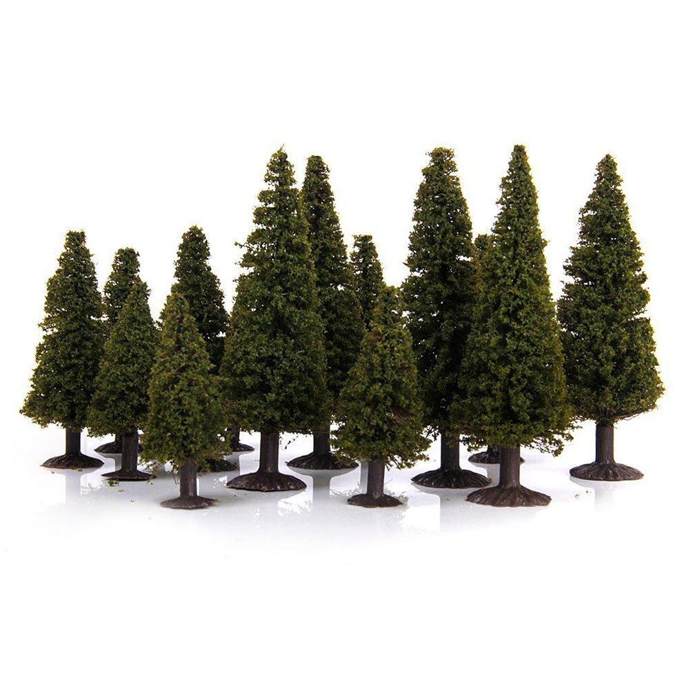  [AUSTRALIA] - WINOMO 15pcs Green Scenery Landscape Model Cedar Trees
