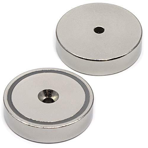 CMS Magnetics Powerful Neodymium Cup Magnet 150 lb Pulling Power 1.89" Diameter x 1/2” Thick with Countersunk Hole for #10 Flat Head Screw (Stainless Steel Screw Included) – 1 Piece - LeoForward Australia