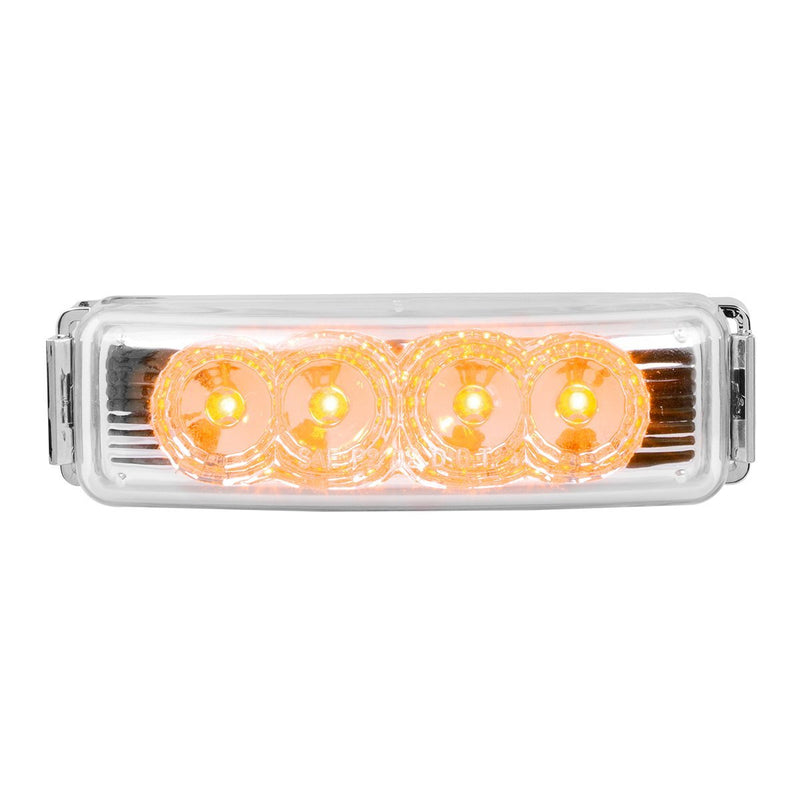 [AUSTRALIA] - GG Grand General 77861 Amber/Clear Rectangular Marker Clearance LED Light w/Cr.Plastic Rim