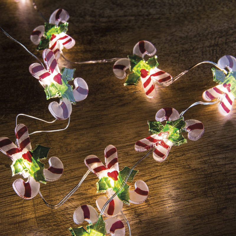 Primitives by Kathy Miniature Battery Operated Wire Light Strand 5' Long (Candy Canes) Candy Canes - LeoForward Australia