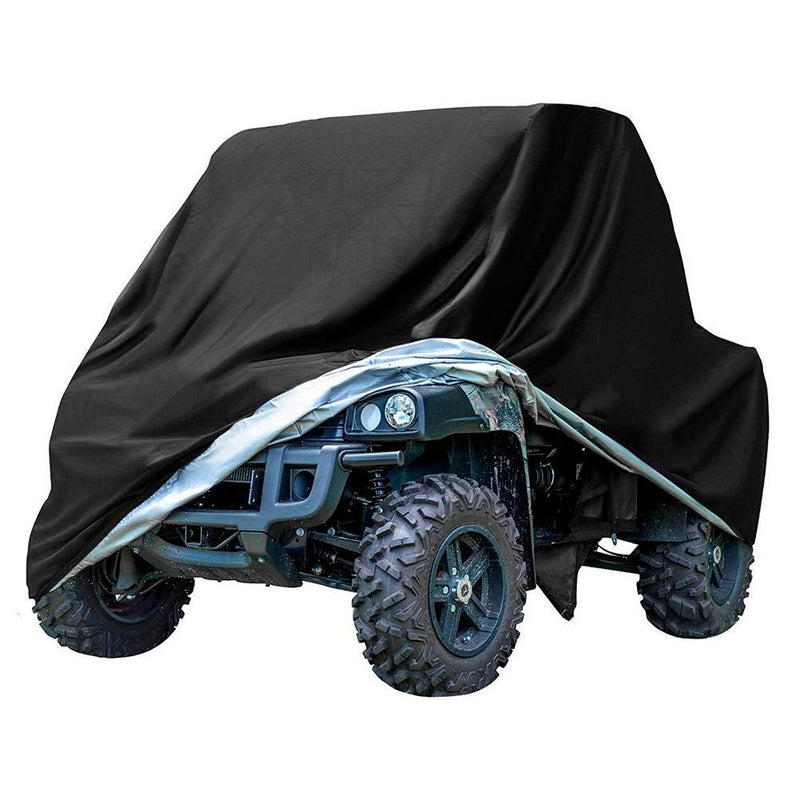  [AUSTRALIA] - GES Heavy Duty Black Protects UTV 4 Wheeler Cover from Snow Rain, Hail, Dust, Snow, Sleet and Sun, Integrated Trailer System 86.6*38.58*41.7IN