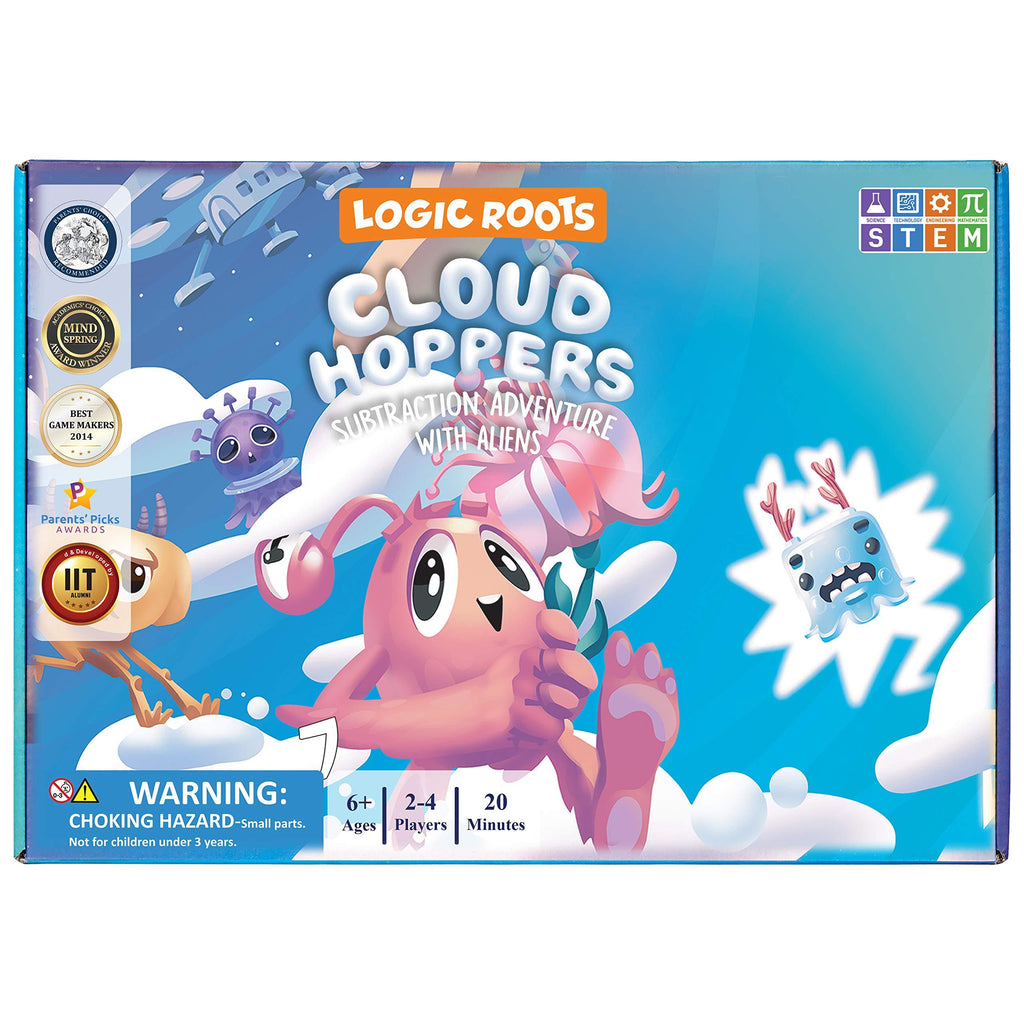 Logic Roots Cloud Hoppers Addition and Subtraction Game - Fun Math Board Game for 6 - 8 Year Olds, Easy to Play Educational Game for Kids at Home, Perfect STEM Toy Gift for Girls & Boys, Grade 1 & Up Addition + Subtraction upto 50 - LeoForward Australia